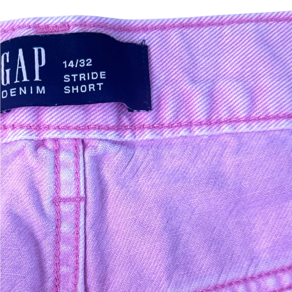 GAP Barbie Pink Shorts Denim Cotton Cut Off Zip Front Frayed Hem Womens Size 14 - Picture 6 of 7